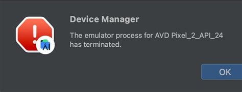 You can go to jorgecastillo. . The emulator process for avd was terminated